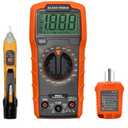 Klein Tools 69149P Electrical Test Kit with Digital Multimeter, Non-Contact Voltage Tester and Electrical Outlet Tester, Leads and Batteries