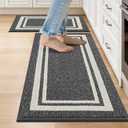 COSY HOMEER Kitchen Rugs Non-Slip 20x30/20x48 Inch Thick Polypropylene Standing Mat for Home Machine Washable, Black Frame