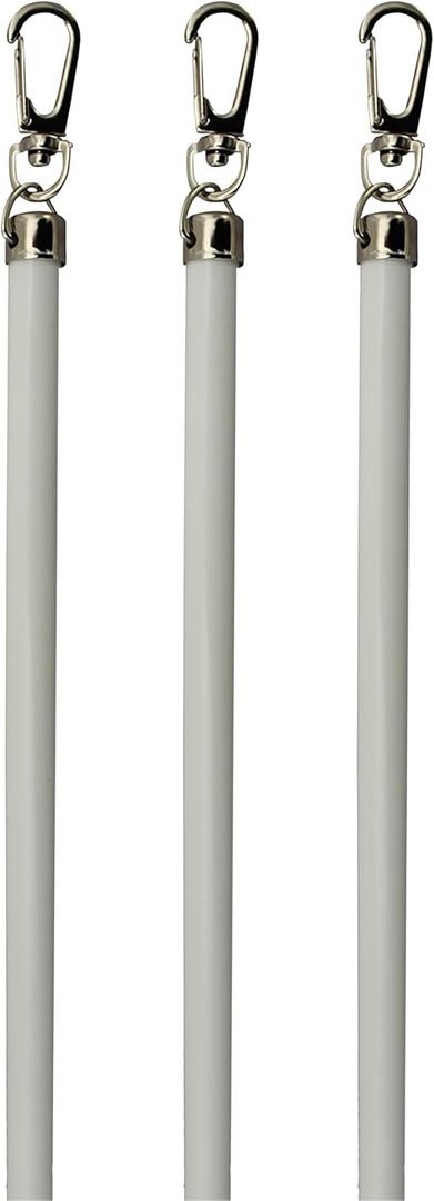 Generic White Aluminum Drapery Curtain Wand Pull Rod w/Swivel Snap & Handle White (3 Pack - 48""), Silver