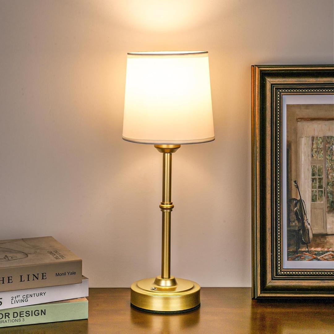 Gold LED Cordless Table Lamp Rechargeable-6000mAh Battery Operated Table Light,Wireless Lamps for Living Room Restaurant/Patio/Home/Dining/Dinner/Bedside/Nightstand/Desk lamp-Touch Control (1 Pack)