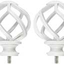 KAMANINA Replacement Finials for 1 or 7/8 Inch Curtain rods, Twisted Cage, M6 Screw Rod Ends, Ivory White, 4pcs