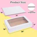 Full Sheet Cake Boxes with Thick Cake Boards 26x18x5 Inch 3 Pack