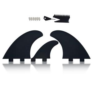 Surfboard Fin Set, 2 (2 side big+1small center fin Style), Stronger Nylon Construction with Screws, Wax Comb and Key