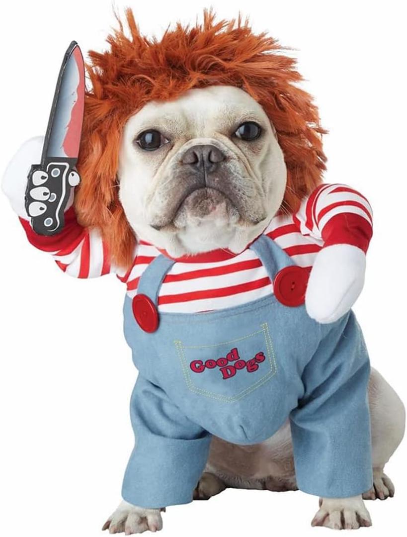 Pet Costumes Pet Deadly Doll Dog Costume Funny Clothes with Knife Outfit for Small Medium and Large Dogs Halloween