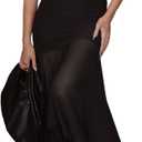 Women's Sexy Strapless Mesh Maxi Dress Tube Top Midi Dresses Wedding Guest Party Cocktail (Black)