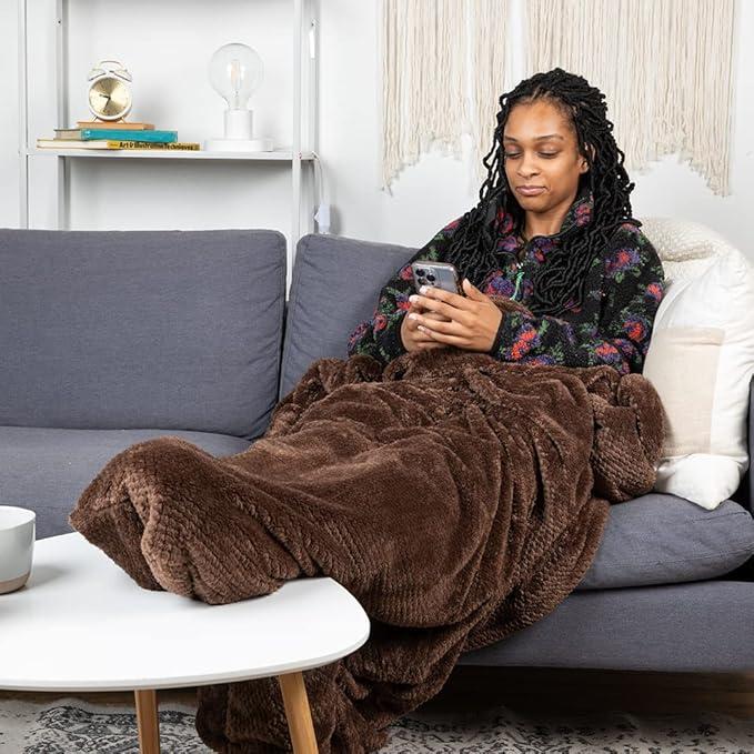 Fleece Blanket Brown Throw Blankets for Couch & Bed, Luxury Plush Cozy Fuzzy Blanket 50" x 84", Super Soft Warm Lightweight Throw Blanket for Travel Camping