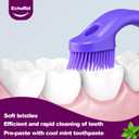 Mini Disposable Toothbrush, Pre-Pasted Toothbrushes with Toothpaste and Toothpick for Travel - Fluoride Free, No Rinsing Needed, Mint Flavor, Fresh Breath Anywhere Anytime - 28 Ct