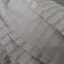 Farmhouse Shower Curtain Linen Beige Bow Woven Fabric Country Rustic Western, Pleated Beige Stripe 72" W x 84" L