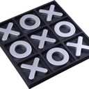 Tic Tac Toe Games, Textured Silver 11.6'', Family Puzzle Table Top Games for All Ages, Kids Birthday Return Gifts Coffee Table Home Decor