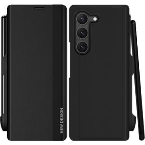 for Samsung Galaxy Z Fold 5 Case with S Pen and Built-in Screen Protector, Wireless Charging Holder Kickstand Full-Body Shockproof for Samsung Z Fold 5 5g Protective Cover Shell (Black)