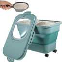 Cat Litter Storage Bin Container with Airtight Lids, Portable Cat Litter Storage Container with Wheels, Kitchen Cereal Rice Leakproof Sealable (Green)