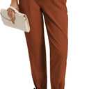 GRACE KARIN Womens Casual High Waist Pencil Pants with Pockets Bow-Knot Cropped Paper Bag Pants for Work (Medium, Coffee)