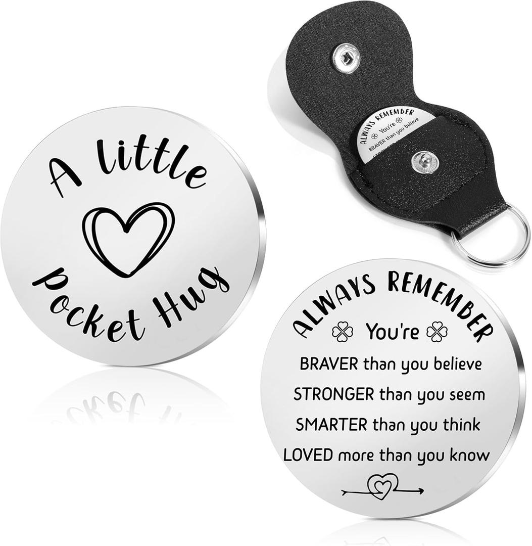 STARKET Christmas Gifts For Women Men Pocket Hug Token 2026 Graduation Gift Valentines Day Gift For Him Son Stocking Stuffers (Always Remember You're Braver Than You Believe)
