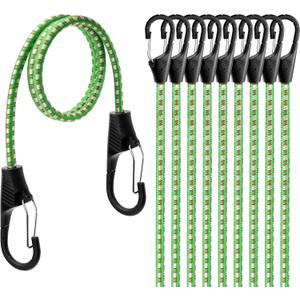 HORUSDY 10-Piece Heavy Duty Bungee Cords with Metal Hooks, 40 Elastic Bungee Straps for Outdoor, Camping, Garage Storage, and Kayaking