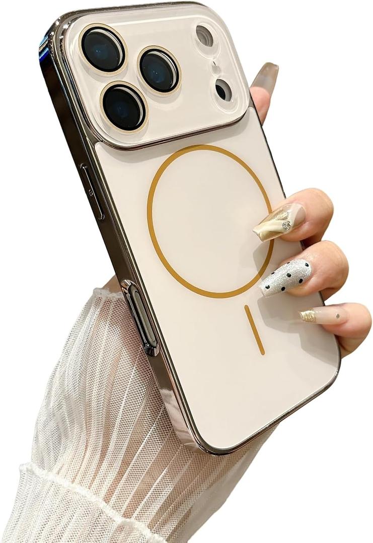 Magnetic Case for iPhone 17 Pro, [Compatible with MagSafe] with Built-in Camera Lens Protector, Slim Fit Shockproof Protective Cover, Matte Finish (Desert Gold,iPhone 17 Pro)