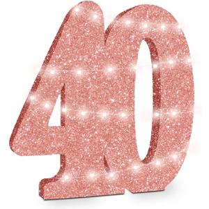 Eploger 40th Birthday Decorations for Women,40th Anniversary Decorations,30cm Rose Glod Glitter 40th Birthday Centerpieces for Table Decorations,Number 40 Table Topper Decor