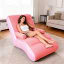 Inflatable Indoor Living Room Chair Lounge with Handrails, Inflatable Foldable Deck Chair with Air Pump, Outdoor Travel Camping Picnic Beach Chaise Lounges(Pink)