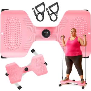 Waist Twister Machine Exercise, Ab Twist Board with 300 lbs Weight Capacity, Abs Workout for Slim Waist and Core Ab Exercise, Noiseless Home Gym Equipment for Women Men (Light pink)