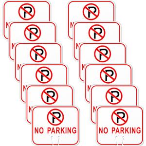 Geetery 12 Pcs No Parking Signs Traffic Cone, 12.6 x 10.43 Inches Plastic Traffic Cone Top Warning Sign for Road Barricade Outdoor Construction Waterproof