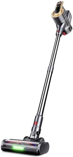 RENDOW Cordless Vacuum Cleaner, 550W 45Kpa 65Mins Stick Vacuum, Self-Standing Vacuum Cleaners for Home with Wall Dock, LED Display, Anti-Tangle Rechargeable Vacuum Cordless for Pet Hair, Black