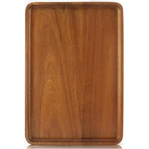 1 pcs 15"x 10" Solid Acacia Wood Serving Tray Rectangular Wooden Serving Platter Natural Wooden Board for Bar Coffee Party