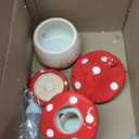 Mushroom Ceramic Hamster Hideout, Water Bottle with Stand, Food Bowl, Hamster Accessories (red)