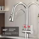 Kitchen Sink Faucet with Pull - Down Sprayer, 2 - Handle 3 - in - 1 Kitchen Sink Filter Faucet, Cold and Hot Mixer Drinking Water Faucet (3-in-1 Filter Faucet, Chrome)