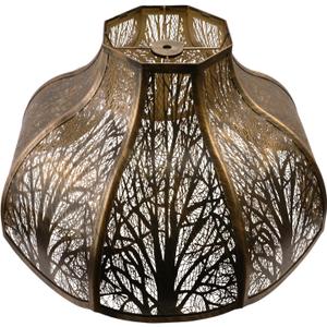 ALUCSET Octagonal Large Lampshade, Lotus Shaped Etched Forest Metal Lamp Shade Replacement for Table and Floor Light Cover, Antique Bronze and Gold, 6" Top x 17" Bottom x 11" High Large Lampshades