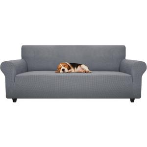 ZNSAYOTX Stretch Oversized Couch Cover Universal Sofa Covers for Living Room Dogs Pet Furniture Protector Spandex Extra Large Sofa Slipcovers with Anti Slip Foam Sticks (Light Grey, XL Sofa)