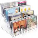 Vowcarol 4-Tier CD Storage Organizer, Dvd Case Holder Organizer CD Holder for 32 CD Jewel Cases