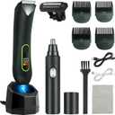 Rechargeable Body Hair Trimmer for Men, 2 in 1 Body Groomer for Men, Replaceable Hair Cutting Blade, IPX7 Waterproof Wet/Dry Ball Groin Trimmer with Charging Base