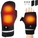 KkaFFe Heated Gloves, 5V 5000mAh Rechargeable Full & Half Hands Electric Gloves Heated Mittens for Men Women with Touchscreen, 3 Heating Levels, Winter Heating Glove for Camping Skiing Hiking Cycling