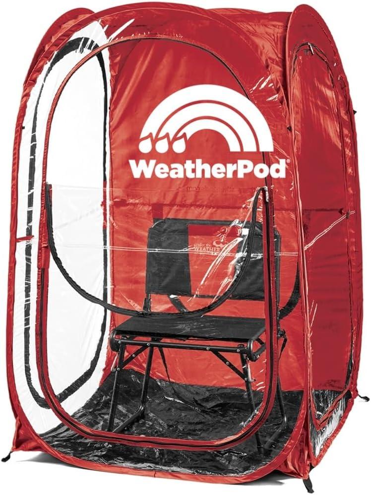 WeatherPod The Original Shark Tank MyPod 1-2 Person Pop-Up Pod - Stay Warm, Dry, and Out of The Sun - Weather Pod for Sports, Rain, or Wind (Red) 40"L x 40"W x 59"H