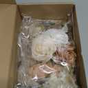 Rinlong 3Pcs Pre-made Boho Cake Toppers Pampas Cake Decorations Birthday Wedding Cake Decorating Flowers Baptism Decor for Women Girls (Beige & Almond)