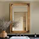Bathroom Mirror for Wall with Wooden Frame, 36"x24" Solid Wood Vanity Mirror for Farmhouse, Bathroom, Bedroom Decor, Vertical or Horizontal Hanging