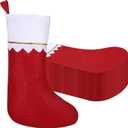 Zubebe 24 Pcs Felt Christmas Stockings 15 Inch Party Favors Stockings Xmas Decoration Stockings Rustic Christmas Santa Stockings for Christmas Holidays Home Decorations(Dark Red)