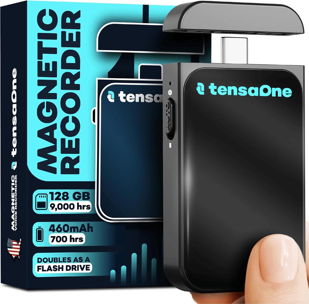 Voice Activated Recorder – Mini Audio Recording Device with Magnetic Mount, Small Portable Digital Recorders, Microphone Devices with AI Smart Noise Reduction, Wireless Sound, 128GB–9000 hrs