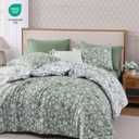 BLOOMHAVEN Full Comforter Set -7 Pieces Floral Grey Green Comforter Set for All Seasons, Bed in a Bag Full with Botanical Flowers Comforter, Sheets, Pillowcases & Shams