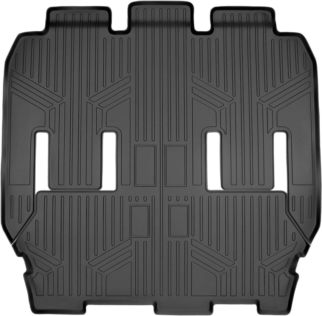 SMARTLINER Floor Mats 2nd and 3rd Row Liner Black for 2017-2021 Chrysler Pacifica 7 or 8 Passenger Model (No Hybrid or Pinnacle Models)