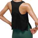 Majdan Women's Workout Tank Tops Athletic Racerback Mesh Sleeveless Crop Tops Gym Yoga Running Shirts (Black, XS)
