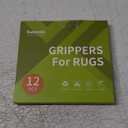 Rabenda 12 Pcs Rug Tape, Non Slip Rug Pads Grippers for Hardwood Floors and Tiles, Reusable Carpet Tape for Area Rugs, Double-Sided Adhesive Rug Stickers Keep Corners Flat (Black)