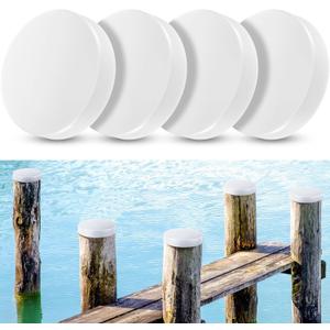 Landical 4 Pcs Marine Dock Piling Cap Protective Dock Post Caps Boat Pylon Edge Dock Pole Caps, Flat Top Design (8 x 8 x 1.77 Inch, White)