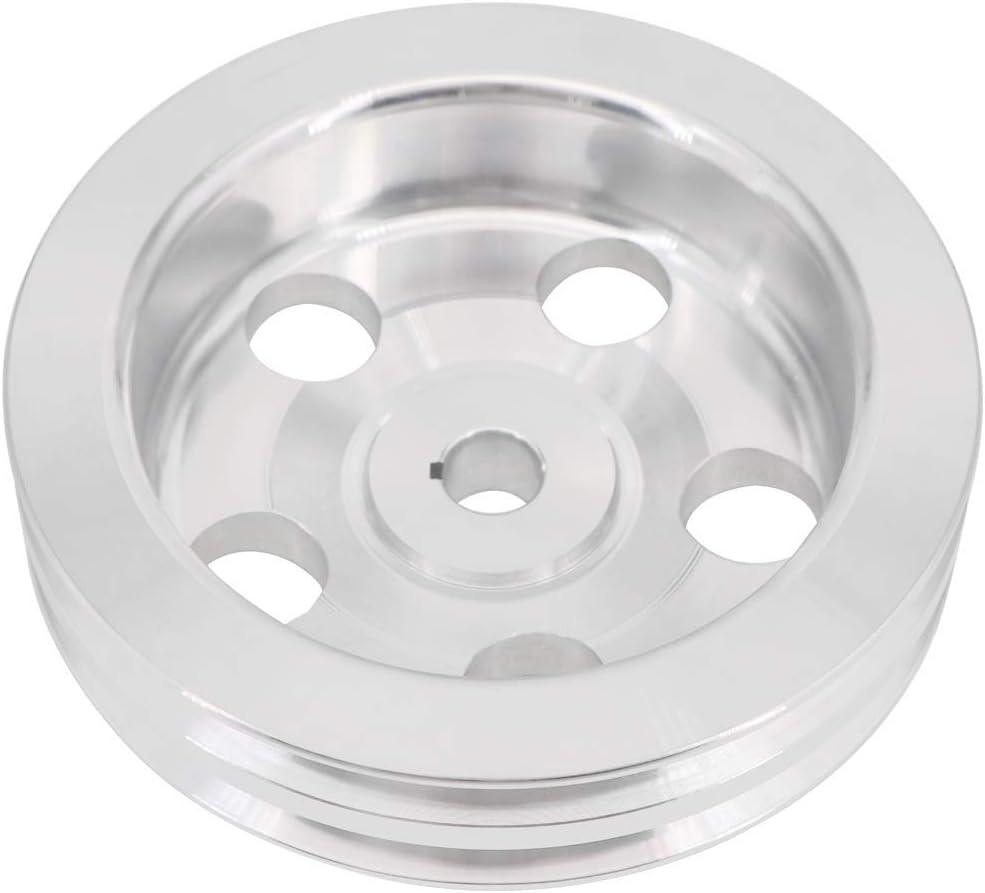 KIPA Aluminium Double groove Power Steering Pump Pulley For Chevy SBC BBC With key-way power steering units through 1984 with a 5/8" Shaft Satin Aluminium Finish Durable 2-Groove 8848-1