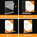 Enayplon Acrylic Sign Holder 8.5 x 11, Double Sided Sign Holder Stand, Plastic 6 Pack Table Paper Stand, Vertical Menu Flyer Stand, T Shape Table Flyer Holder
