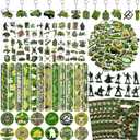 122 PCS Army Party Favors, Military Camo Temporary Tattoos Slap Bracelets Keychains Stickers Badges Goodie Bags Soldiers Figures for Army Birthday Party Decorations Gifts for Kids Classroom Rewards