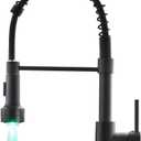 AIMADI Kitchen Faucet with Sprayer, Modern Single Handle Pull Down Sprayer Spring Matte Black Kitchen Sink Faucet with LED Light