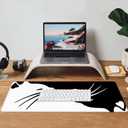 Cute Black and White Cats Desk Mat,Large Gaming Mouse Pad,Non-Slip Rubber Base Mousepad with Stitched Edges,Waterproof Mouse Mat Desk Pad for Work, Game, Office (31.5x15.7 in)
