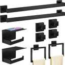 STWWO 10-Piece Matte Black Bathroom Hardware Accessories Set, 24 inch Towel Bar, Stainless Steel Towel Racks for Bathroom, Bath Towel Bar Set Wall Mounted