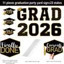 Tatuo 11 Pcs Graduation Yard Sign Decorations Congrats Graduation Lawn Signs 2026 Grad Yard Decor with 23 Stakes for Outdoor Grad Party(Black Gold,Simple Style)