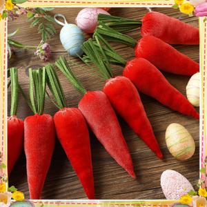 Mindsoft Easter Carrot Garland Decor, 10 Pcs Velvet Carrot Ornament for Mantel Decorations, 8.2 ft Farmhouse Hanging Artificial Carrots Banner for Spring Easter Home Fireplace Kitchen Party